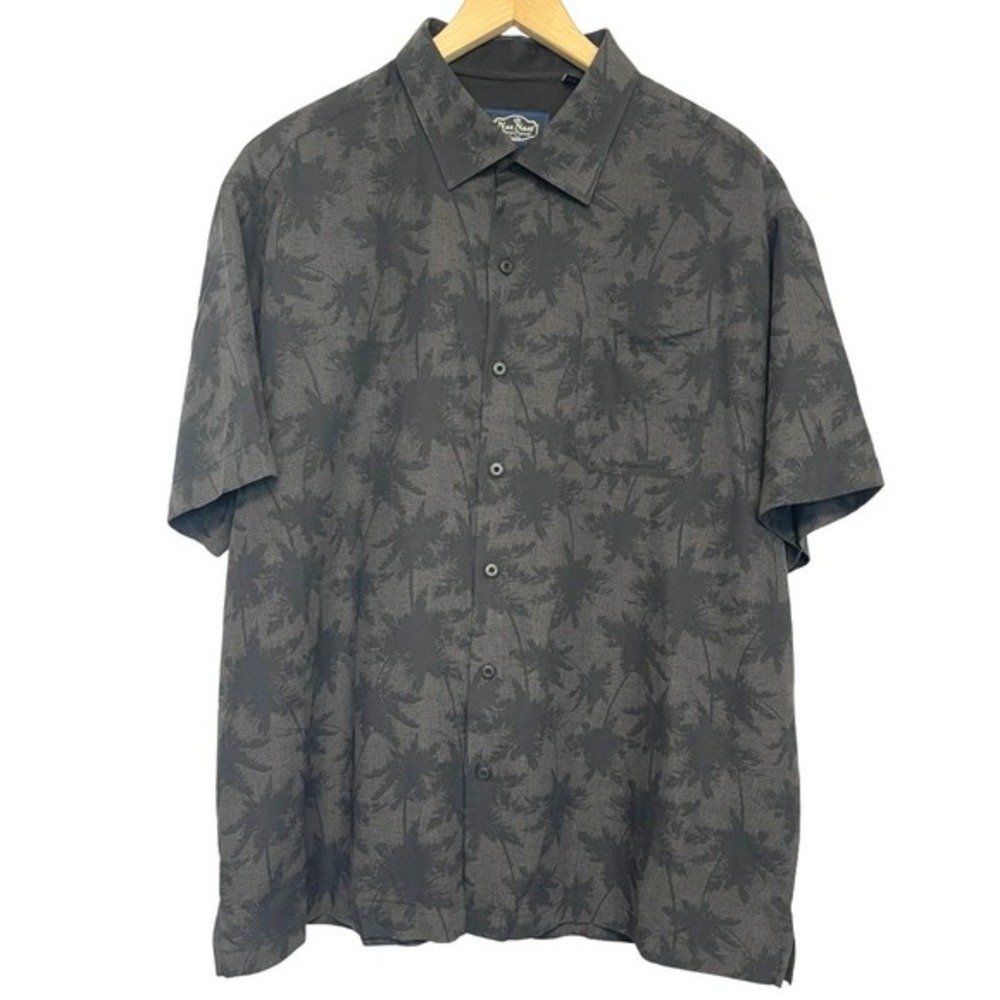 Nat Nast Silk Blend Camp Shirt Mens Size XL Brown Hawaiian Tropical‎ Palm Print